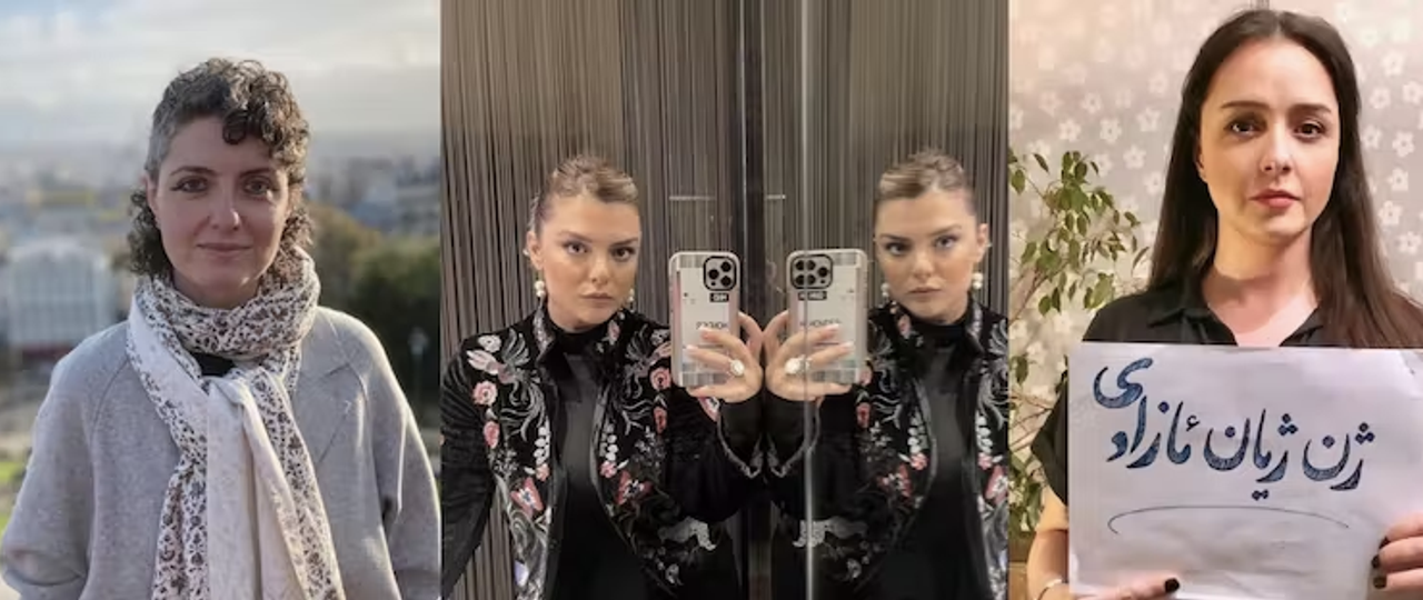 Iranian actresses Khazar Ma'soomi (left) Donya Madani (center) and Taraneh Alidoosti