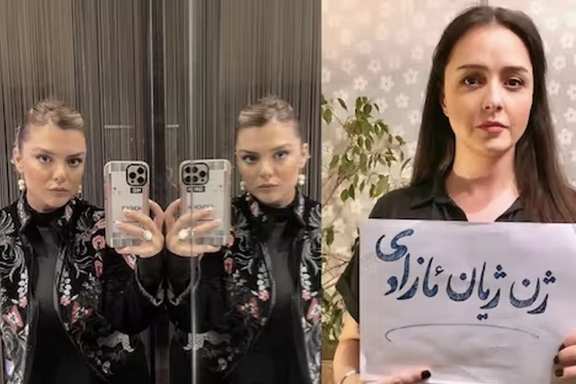 Iranian actresses Donya Madani (left) and Taraneh Alidoosti