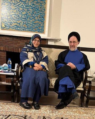 Azar Mansouri with former president Mohammad Khatami in June 2023