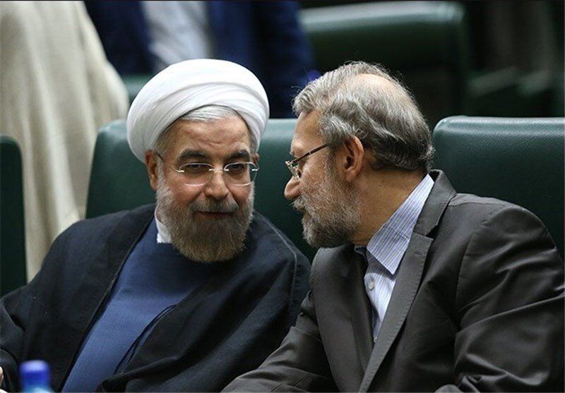 Former President Hassan Rouhani (left) and former Majlis Speaker Ali Larijani  